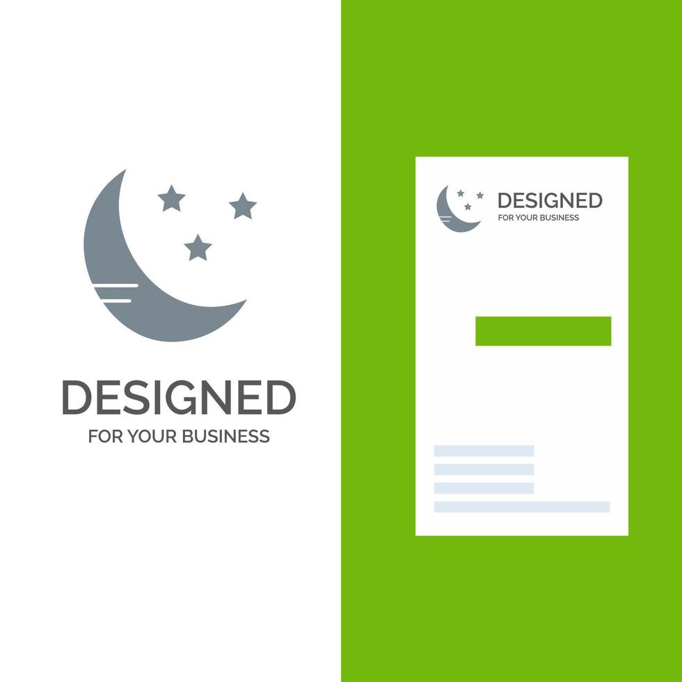 Moon Cloud Weather Grey Logo Design and Business Card Template vector