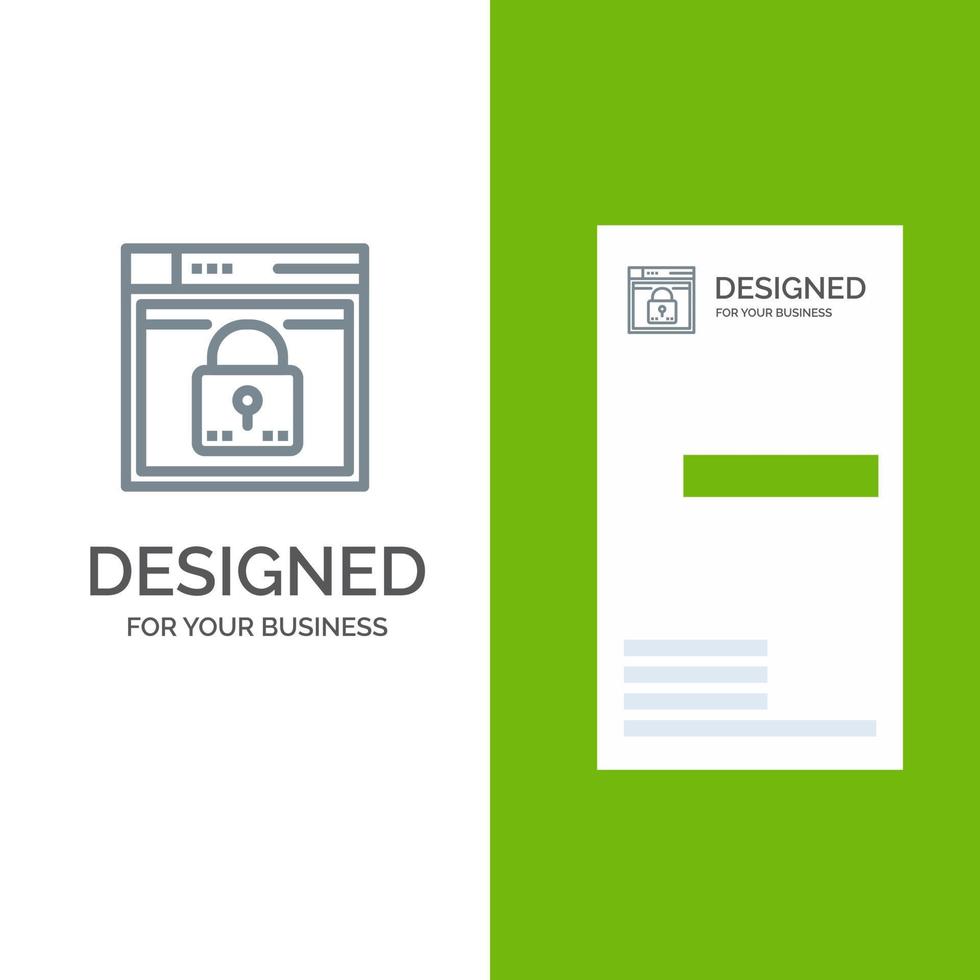 Login Secure Web Layout Password Lock Grey Logo Design and Business Card Template vector