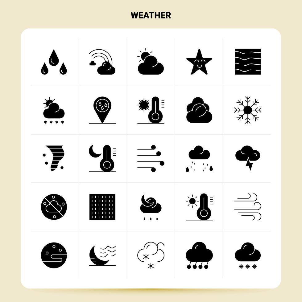 Solid 25 Weather Icon set Vector Glyph Style Design Black Icons Set Web and Mobile Business ideas design Vector Illustration