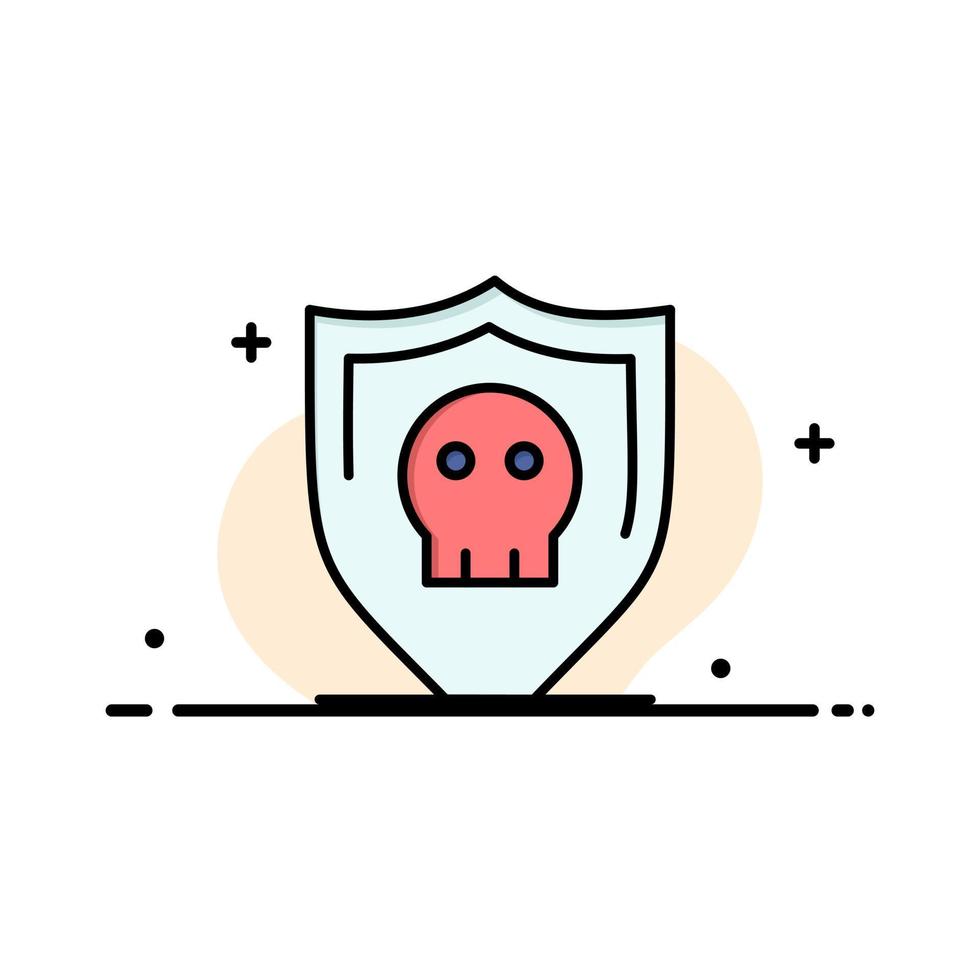 Shield Security Secure Plain  Business Flat Line Filled Icon Vector Banner Template