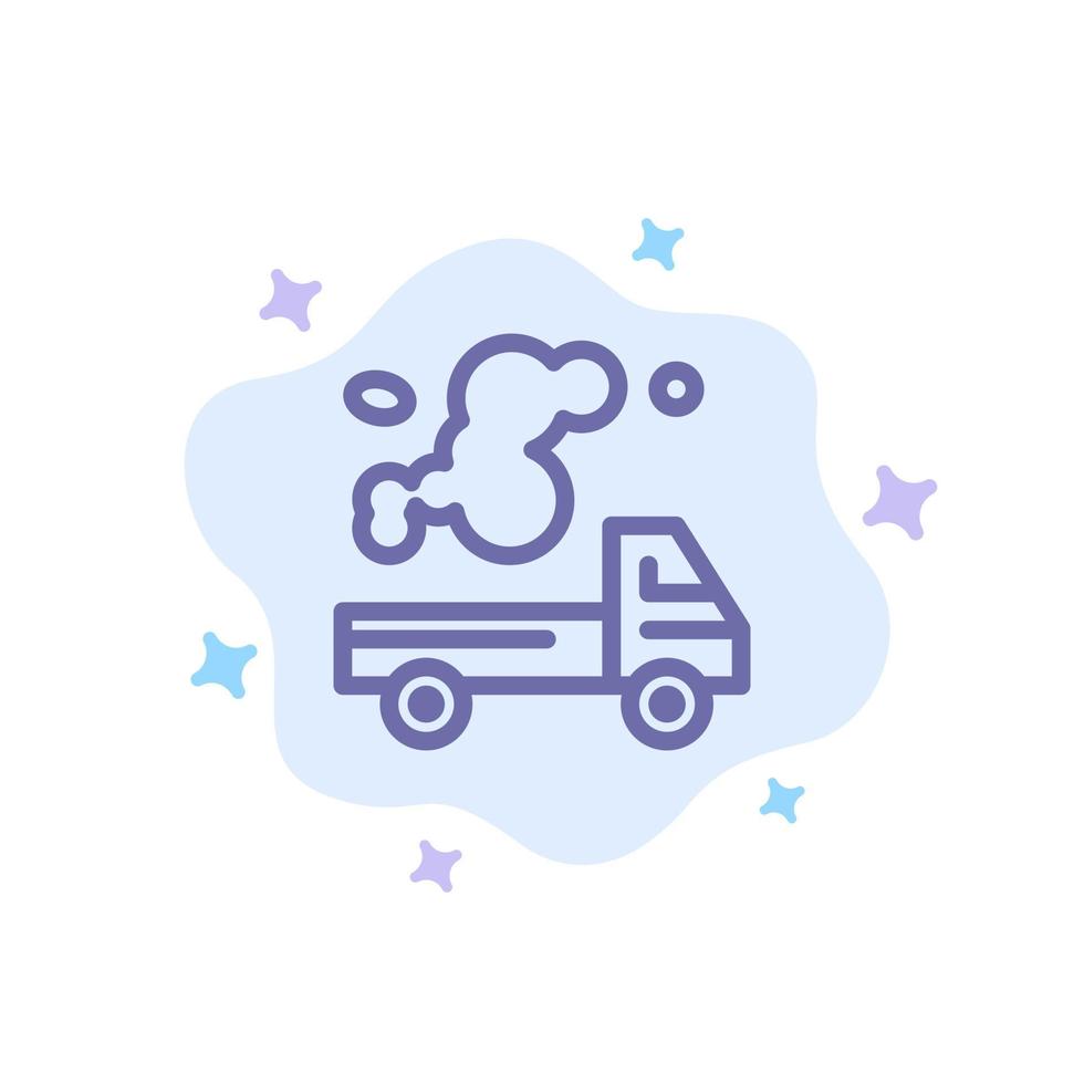 Automobile Truck Emission Gas Pollution Blue Icon on Abstract Cloud Background vector