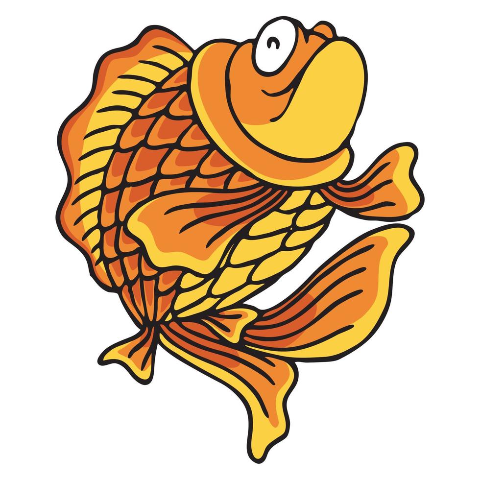 a goldfish swimming up vector