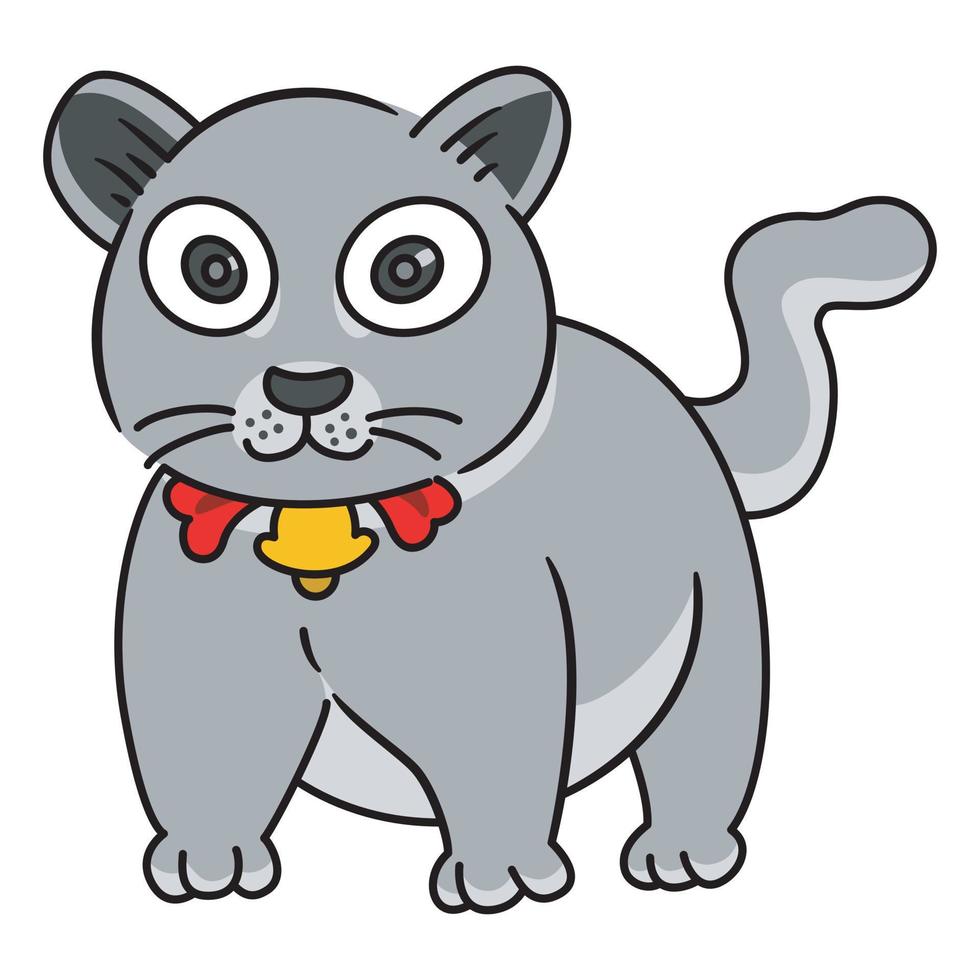 adorable gray cat wearing a bell around his neck vector