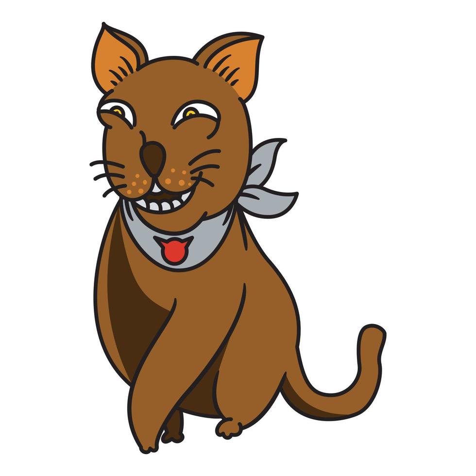 evil brown cat smiling vector