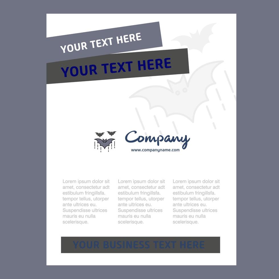 Bat Title Page Design for Company profile annual report presentations leaflet Brochure Vector Background