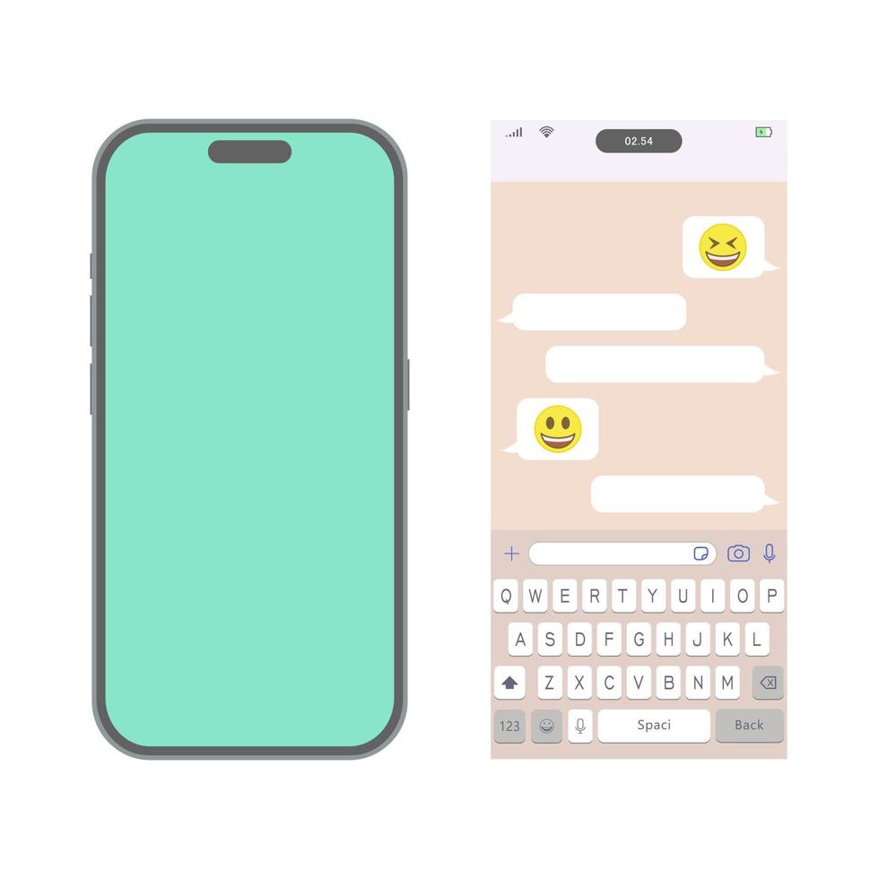 smartphone screen with messages and emoticons vector