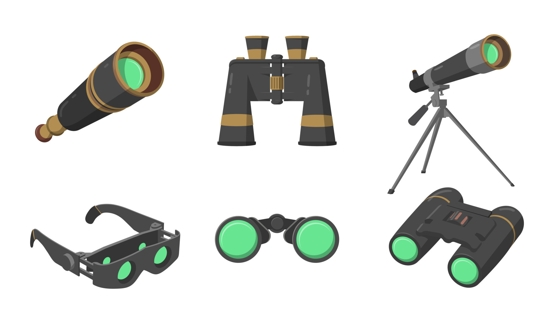 interesting types of binoculars and telescopes 14194152 Vector Art at