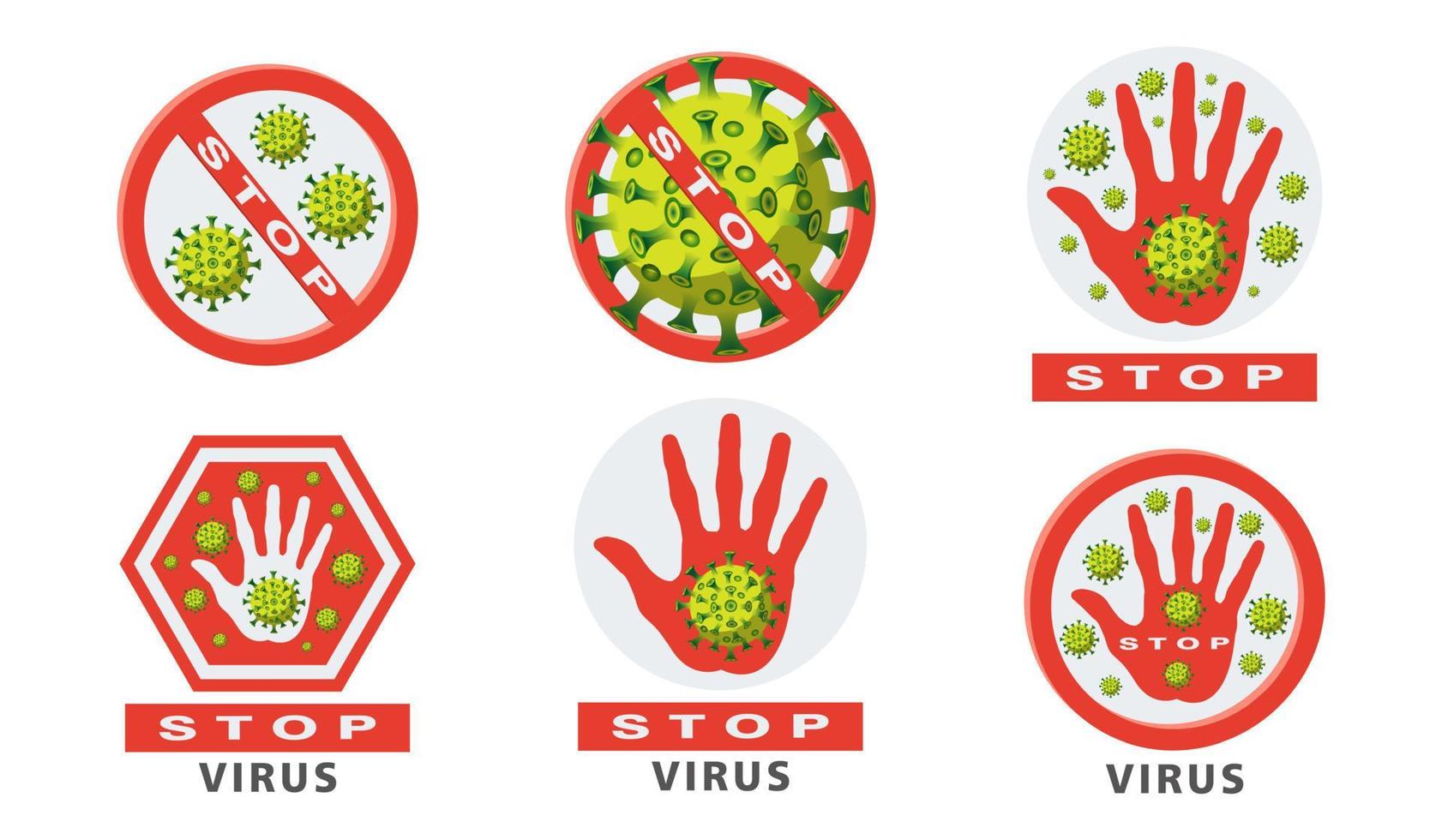 various shapes of virus stop warning symbols vector