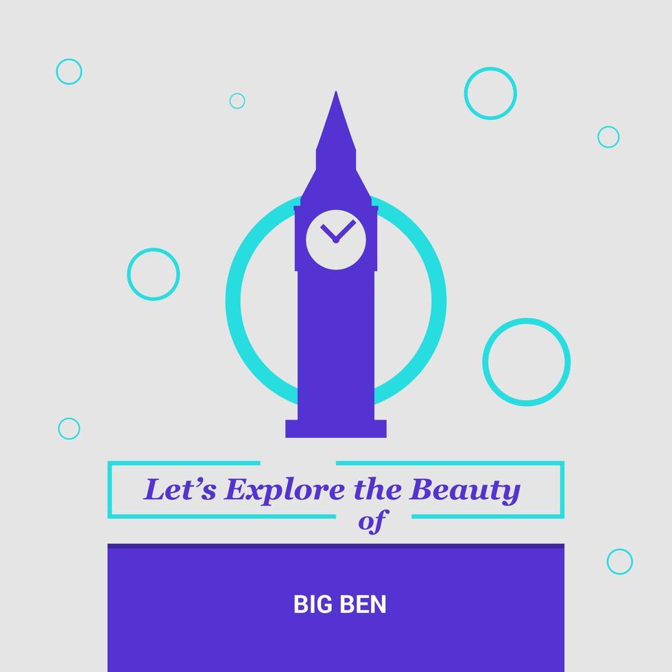 Lets Explore the beauty of Big ben London UK National Landmarks vector