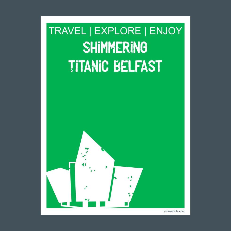 reluciente titanic belfast irlanda del norte monumento hito folleto estilo plano y tipografía vector