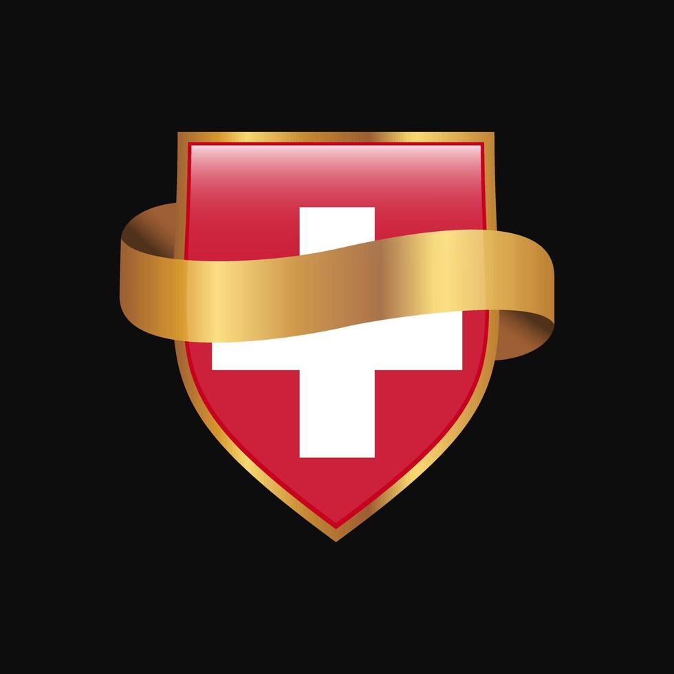 Switzerland flag Golden badge design vector