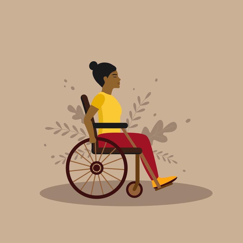 The girl is disabled. A woman in a wheelchair. Flat design. Vector. Illustration. vector