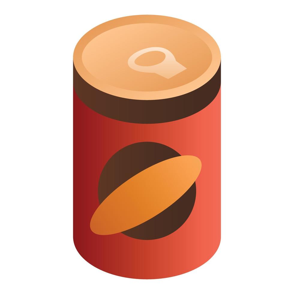 icono de lata de comida roja, estilo isométrico vector