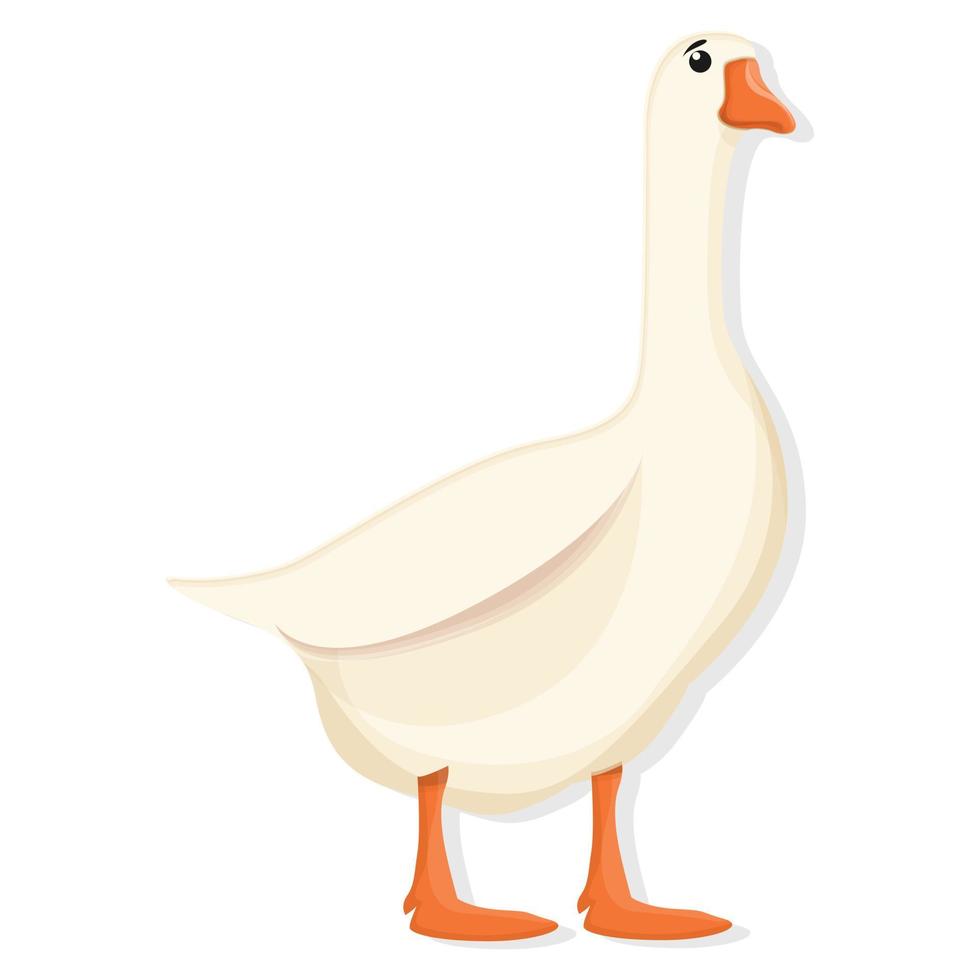 White goose icon, cartoon style vector