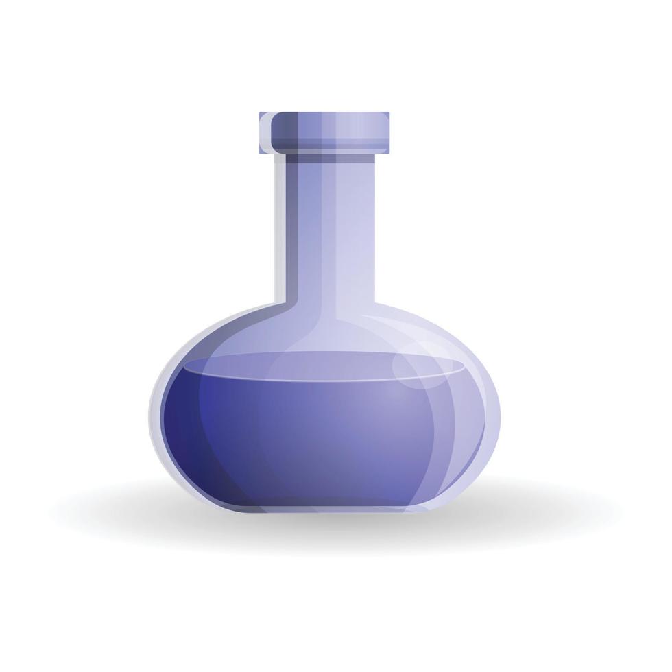 Blue flask icon, cartoon style vector