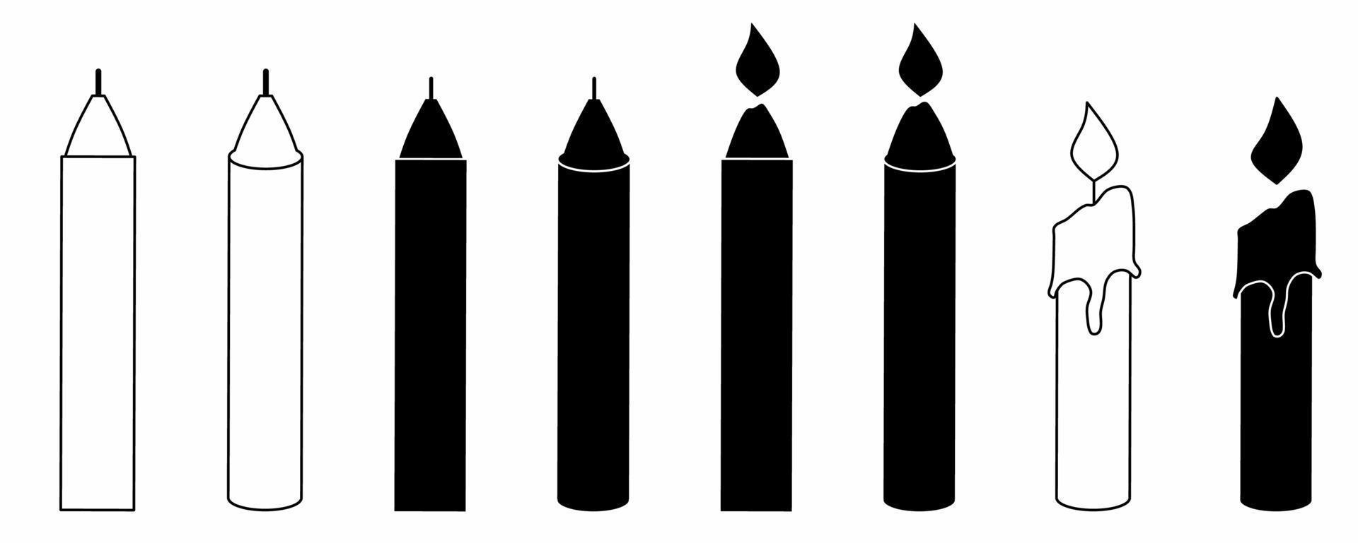 candle icon set with different style isolated on white background vector