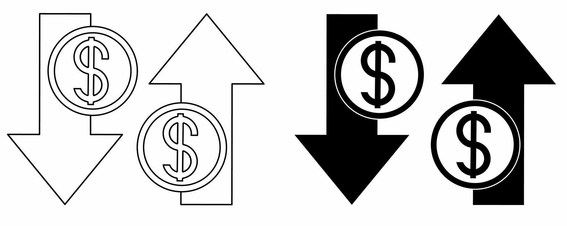 aumentar reducir conjunto de iconos aislado sobre fondo blanco vector