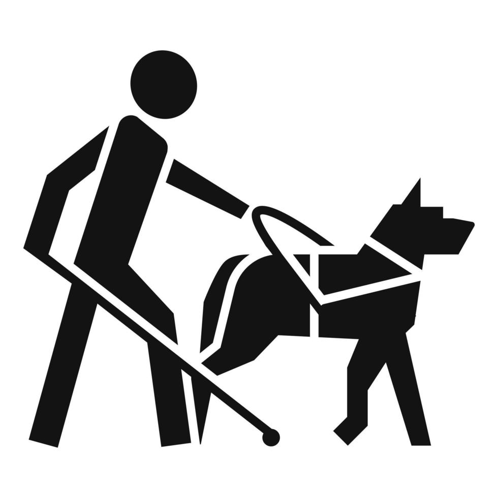 icono de guía de perro ciego, estilo simple vector