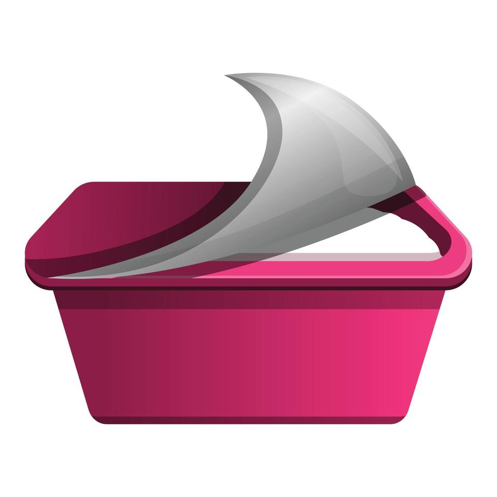 Pink yogurt icon, cartoon style vector