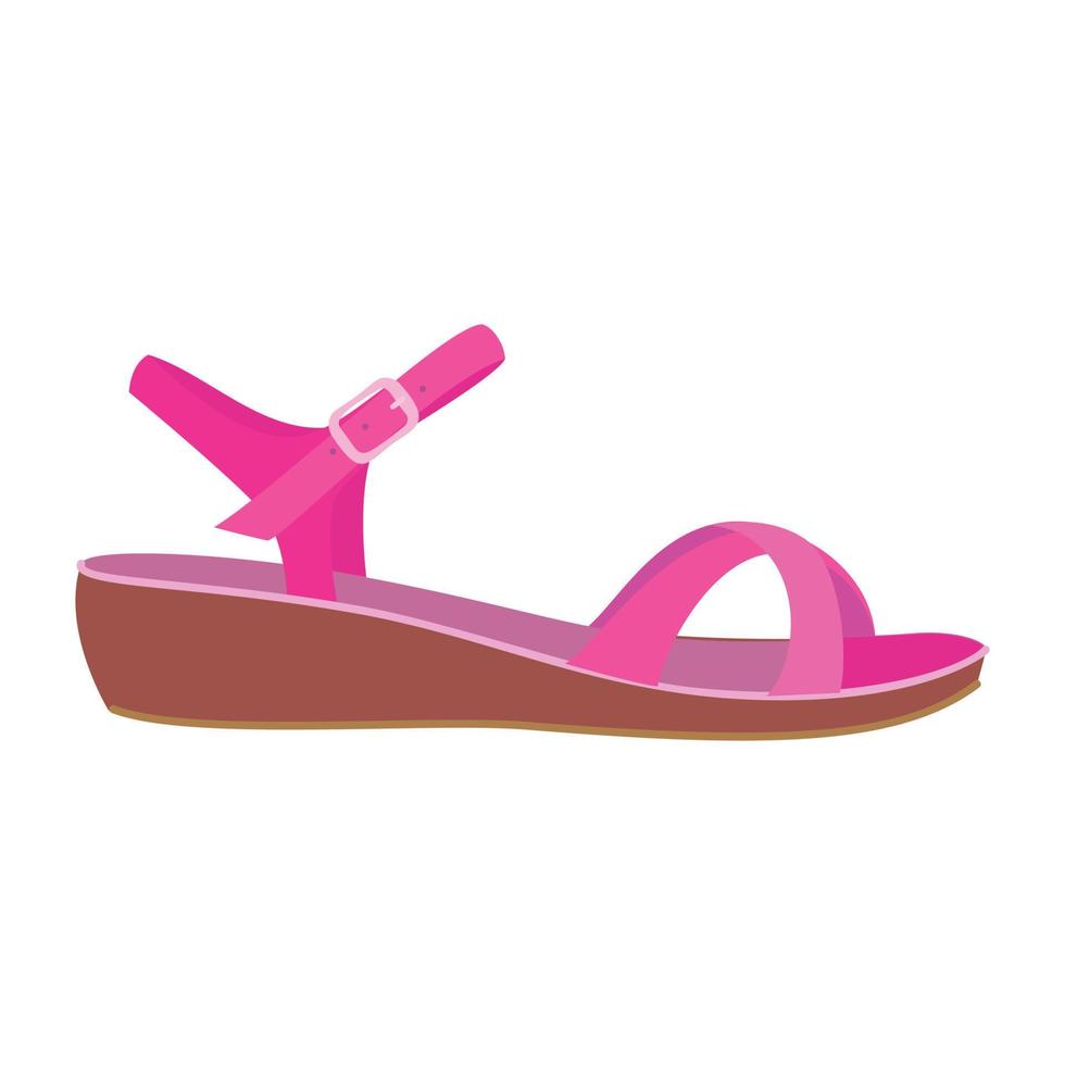 icono de sandalia rosa, tipo plano vector