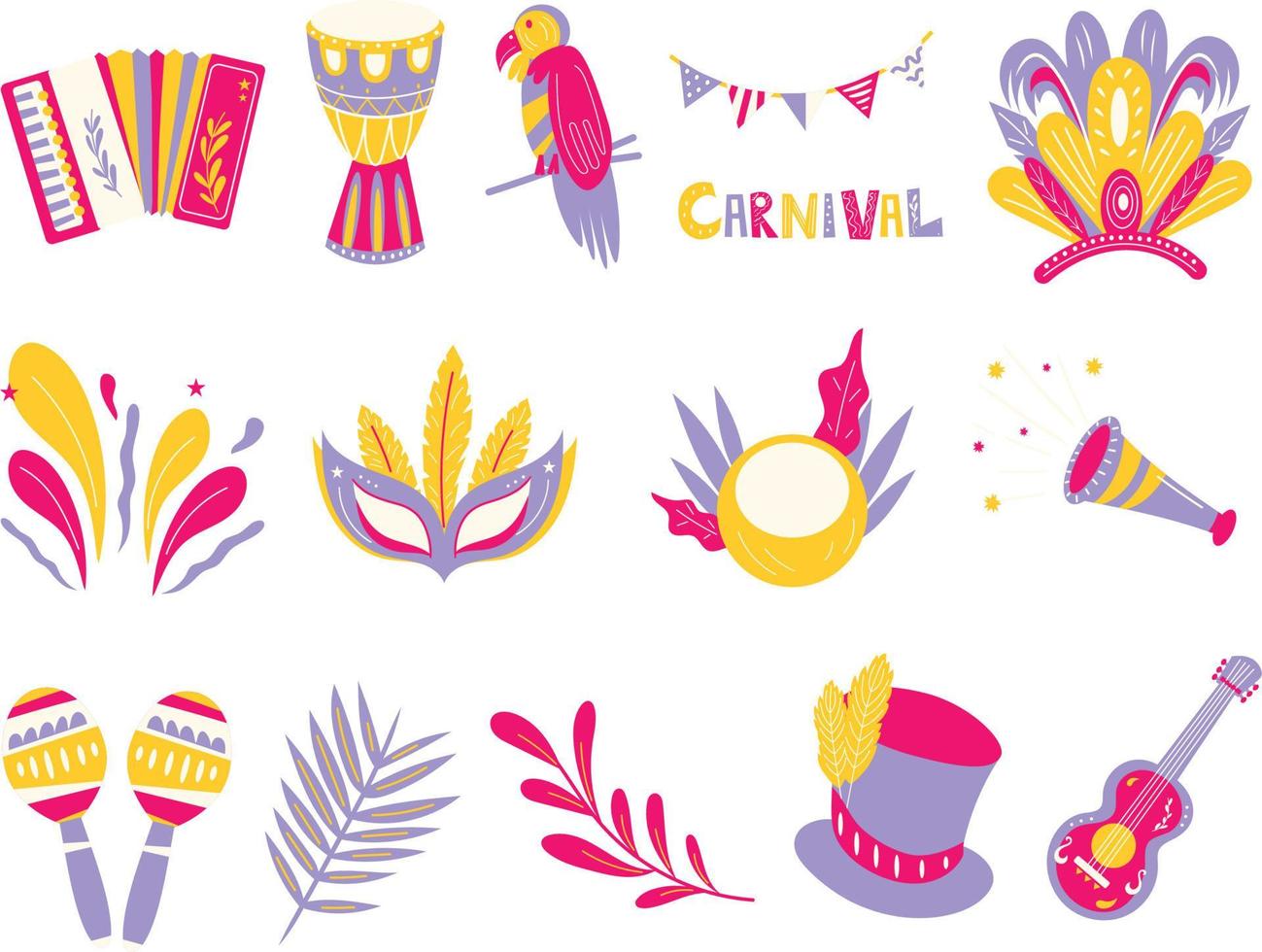 conjunto de ilustración de carnaval brasileño festivo vector