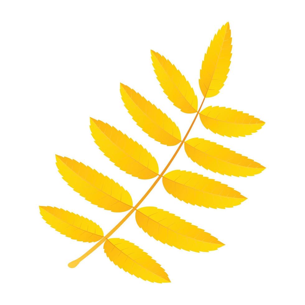 icono de hoja de serbal amarillo, estilo plano vector