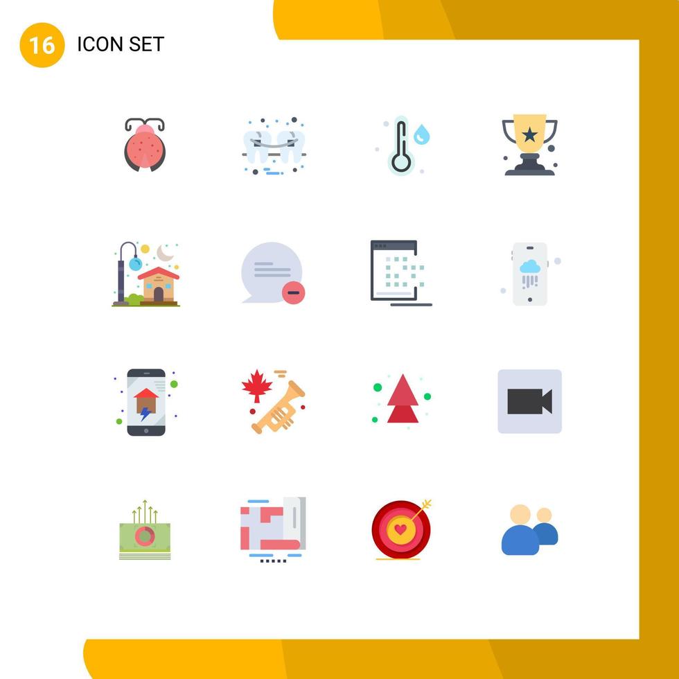 User Interface Pack of 16 Basic Flat Colors of light home wire winner award Editable Pack of Creative Vector Design Elements