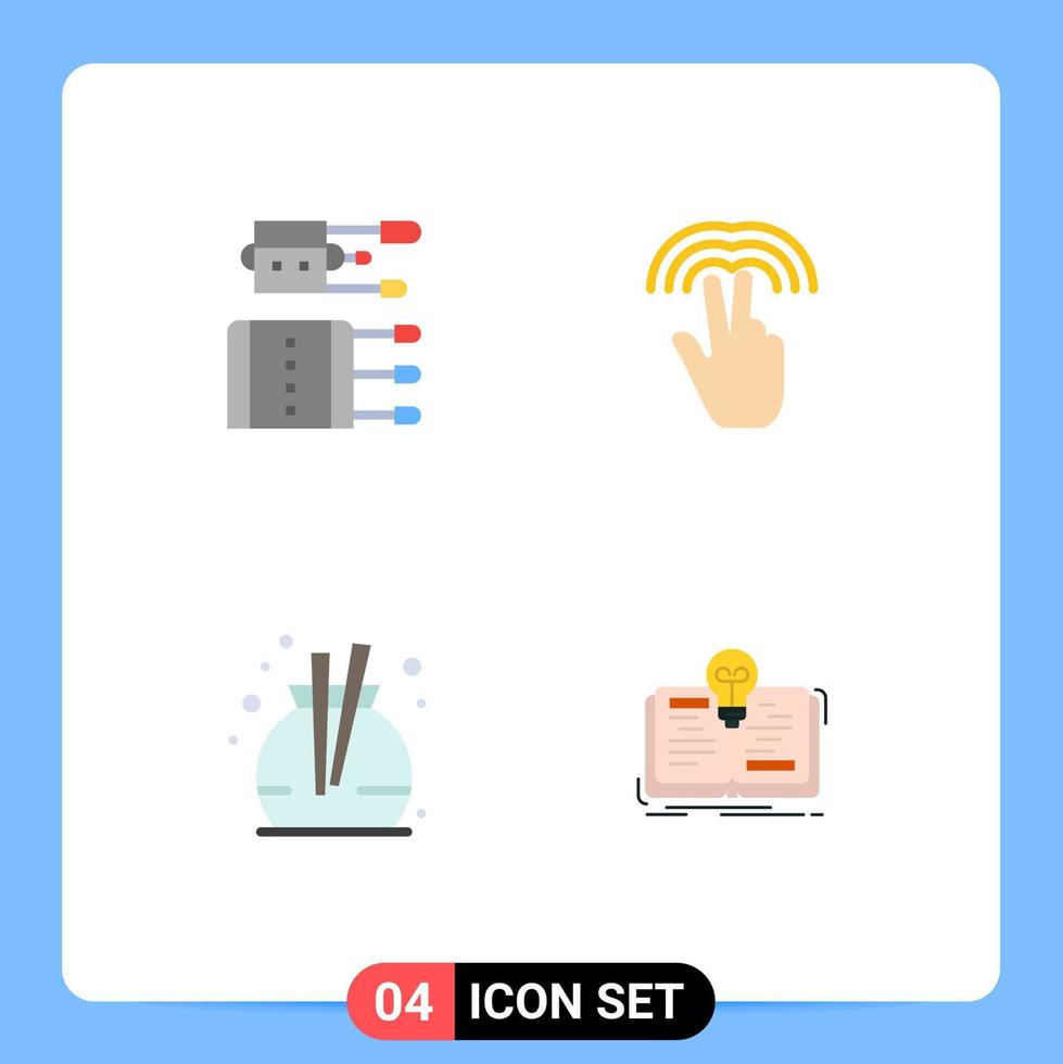 4 Universal Flat Icons Set for Web and Mobile Applications acupuncture fragrance needles gestures scent Editable Vector Design Elements