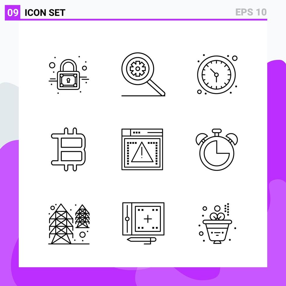 Set of 9 icons in Line style Creative Outline Symbols for Website Design and Mobile Apps Simple Line Icon Sign Isolated on White Background 9 Icons Creative Black Icon vector background