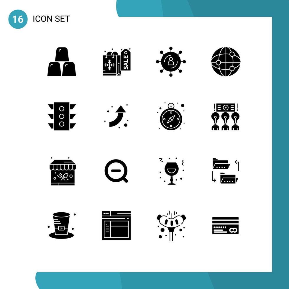 Set of 16 Modern UI Icons Symbols Signs for signal light marketing internet world Editable Vector Design Elements