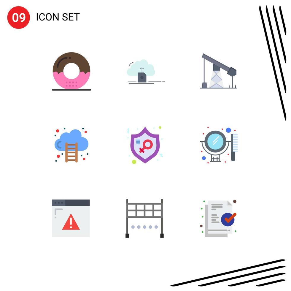 9 Thematic Vector Flat Colors and Editable Symbols of marketing finance data business oil Editable Vector Design Elements