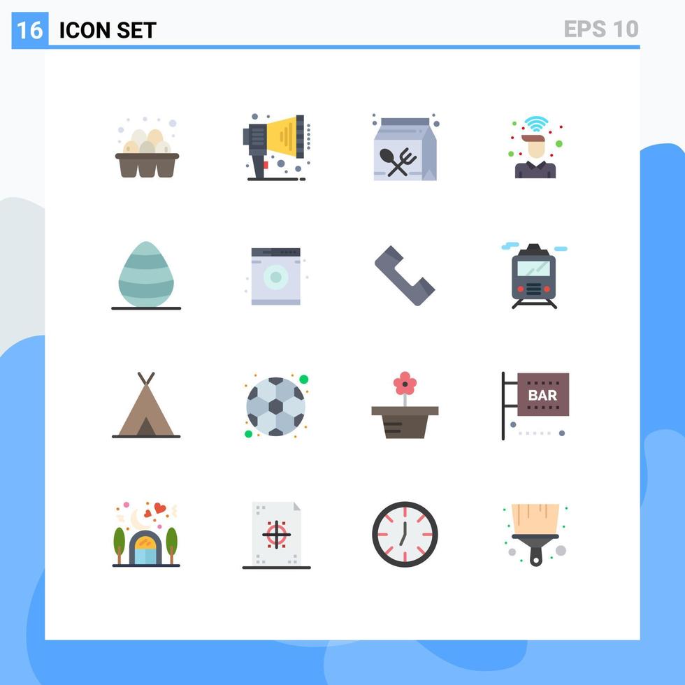 Pack of 16 creative Flat Colors of easter user drink signal desk Editable Pack of Creative Vector Design Elements