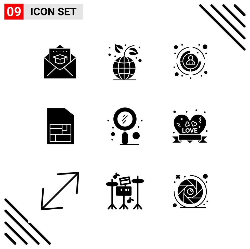Pixle Perfect Set of 9 Solid Icons Glyph Icon Set for Webite Designing and Mobile Applications Interface Creative Black Icon vector background