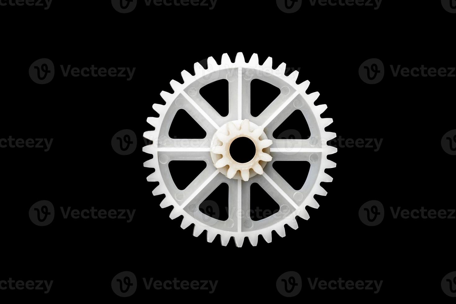 Mock up white gear wheels on black isolated with clipping path photo