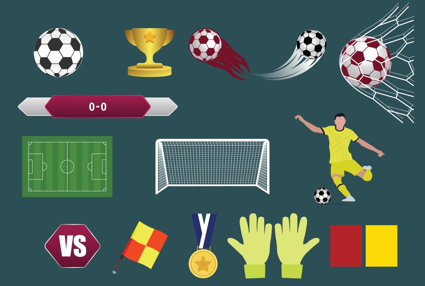 football game element set vector illustration