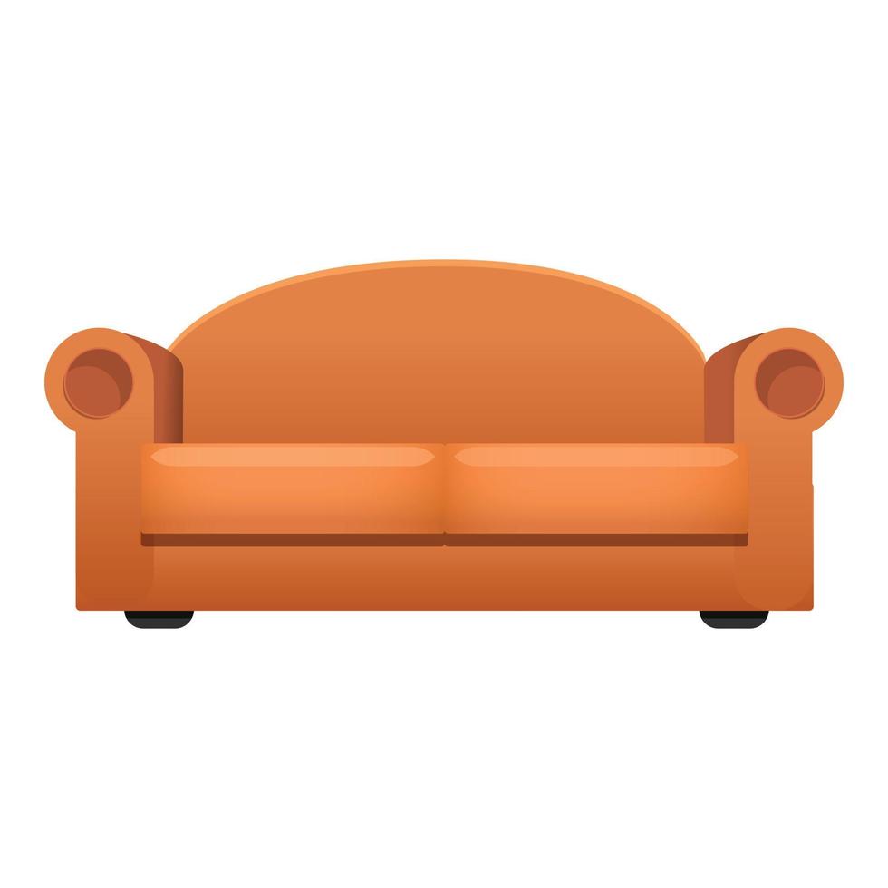 icono de sofá marrón, estilo de dibujos animados vector