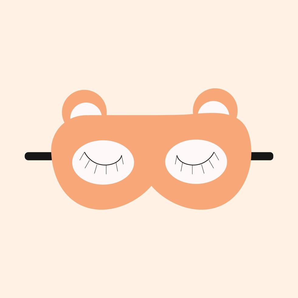 Sleep mask in form of fox on beige background. Vector isolated image for use in clipart or web design