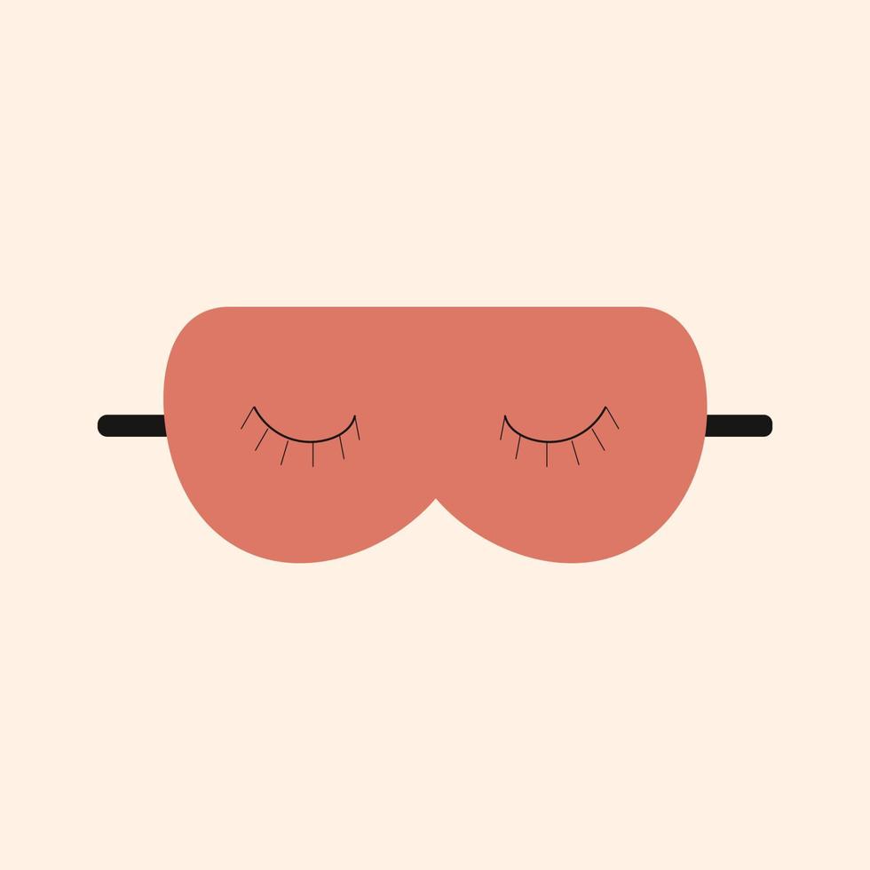 Red sleep mask on beige background. Red sleep mask on beige background. Vector isolated image for use in clipart or web design