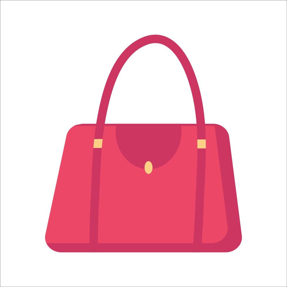 Bright pink women's bag on white background. Vector isolated image for use in website design or as print