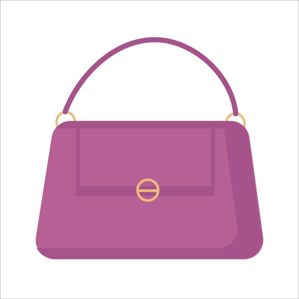 Beautiful purple women bag on white background. Vector isolated image for use in website design or as print
