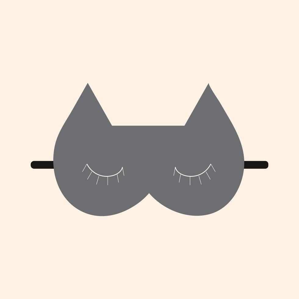 Black mask for sleeping in form of cat. Vector isolated image for use in clipart or web design