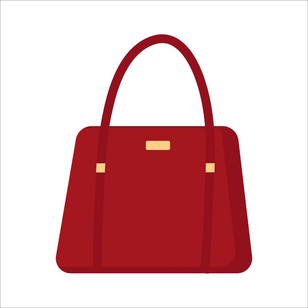 Burgundy women's bag on white background for clipart. Vector isolated image for use in website design or as print