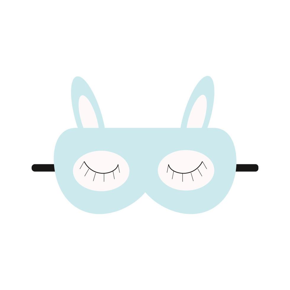 Blue mask for sleeping in form of bunny. Vector isolated image for use in clipart or web design