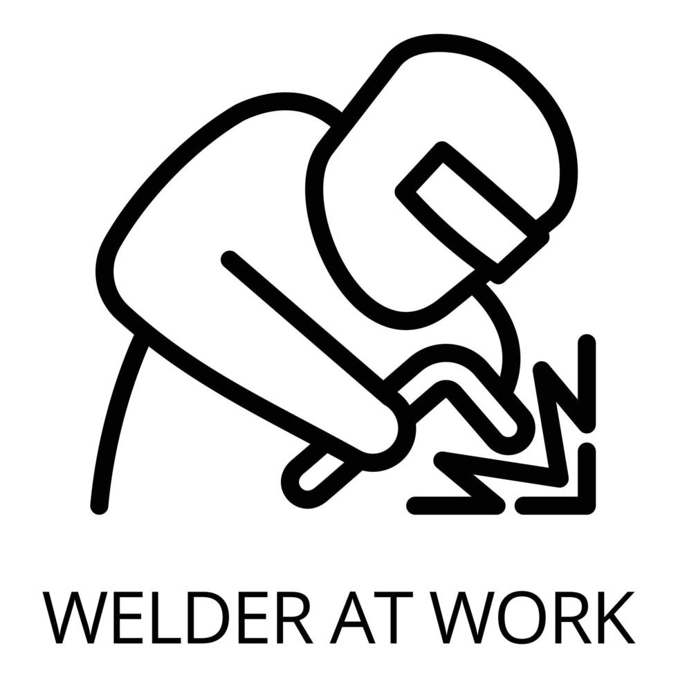 icono de soldador en el trabajo, estilo de contorno vector