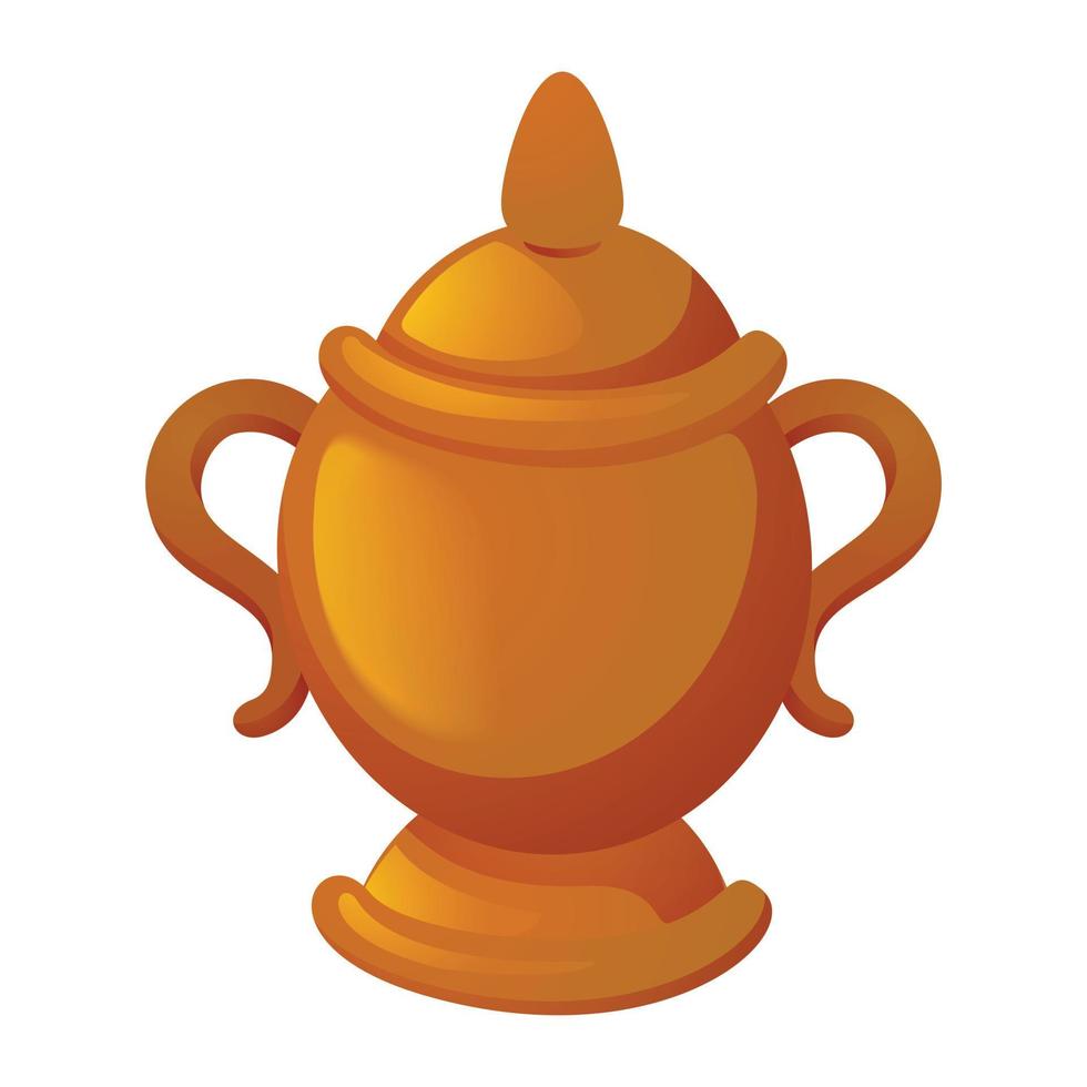 Gold vase icon, cartoon style vector