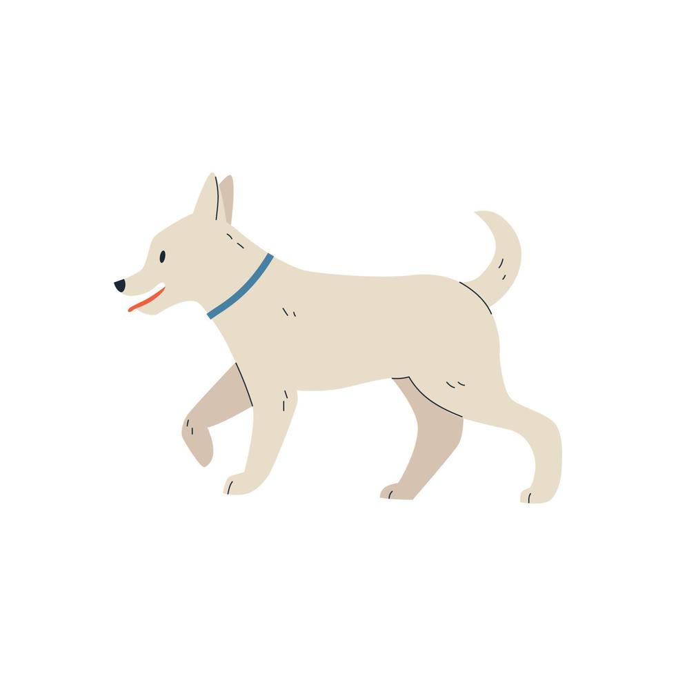 lindo perro caminando. ilustración plana vectorial vector