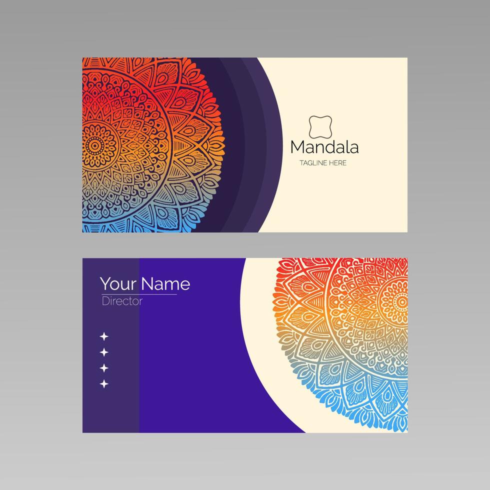 Ornate Circular Mandala Multicolored Business Card Designs vector