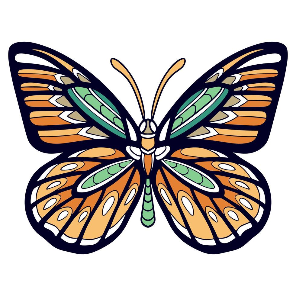 Colorful butterfly mandala arts isolated on white background vector
