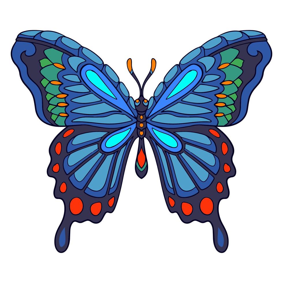 Colorful butterfly mandala arts isolated on white background vector