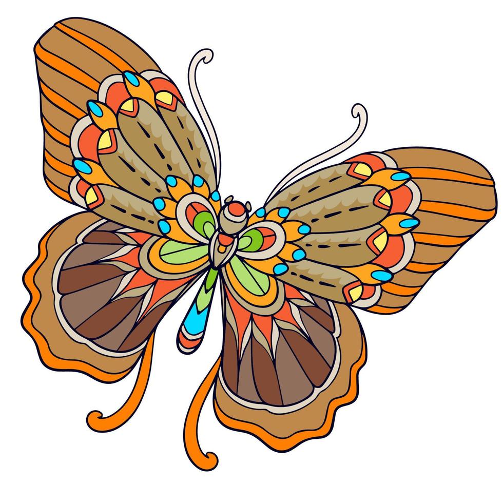 coloridas artes de mandala de mariposas aisladas sobre fondo blanco. vector